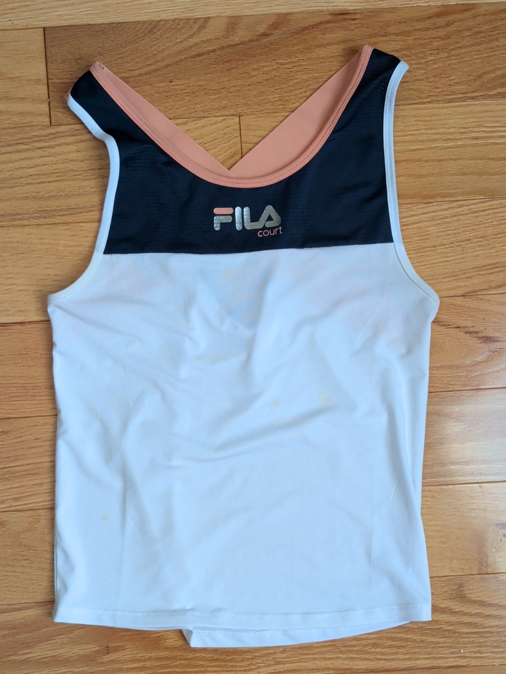 Fila Women's White Tank with Navy and Peach Trim